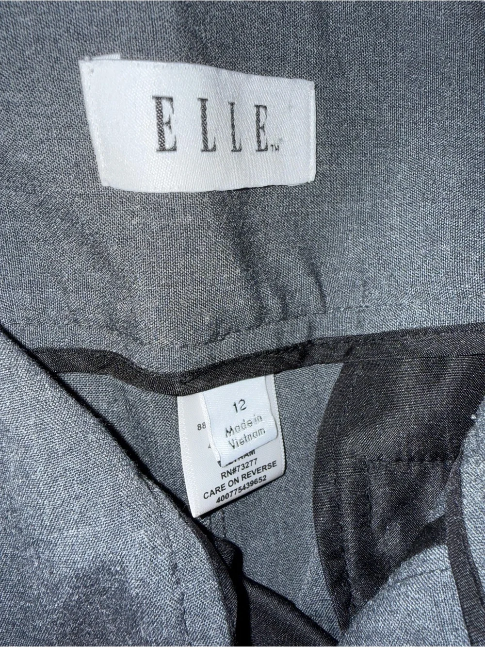 ELLE women’s size 12 Straight-Leg Dress Pants - Charcoal